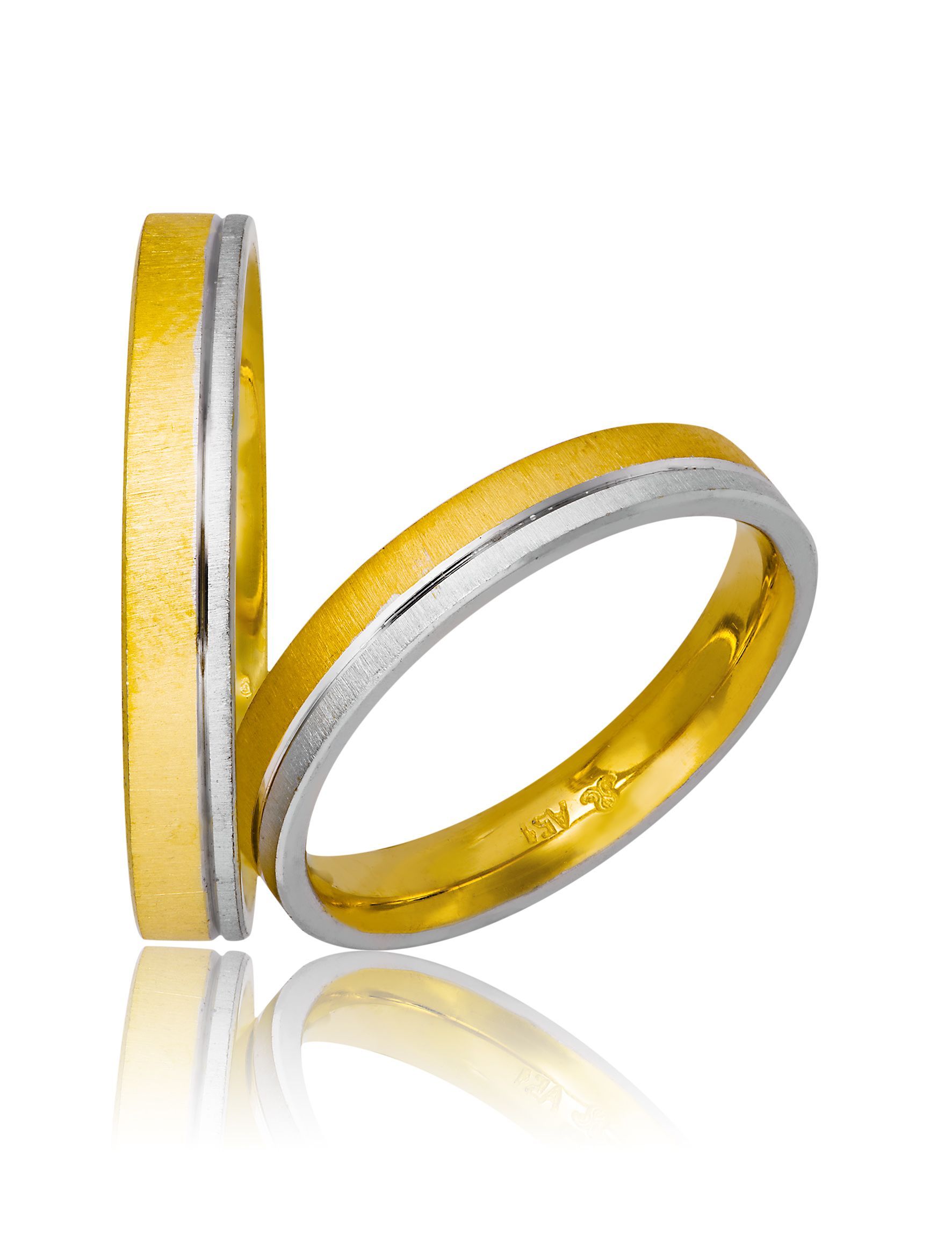 White gold & gold wedding rings 3.5mm (code 707)